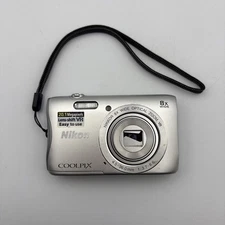 Nikon Coolpix S3700 Silver 8x Wide No Charger SHUTTERS STICK Yellowed SCREEN
