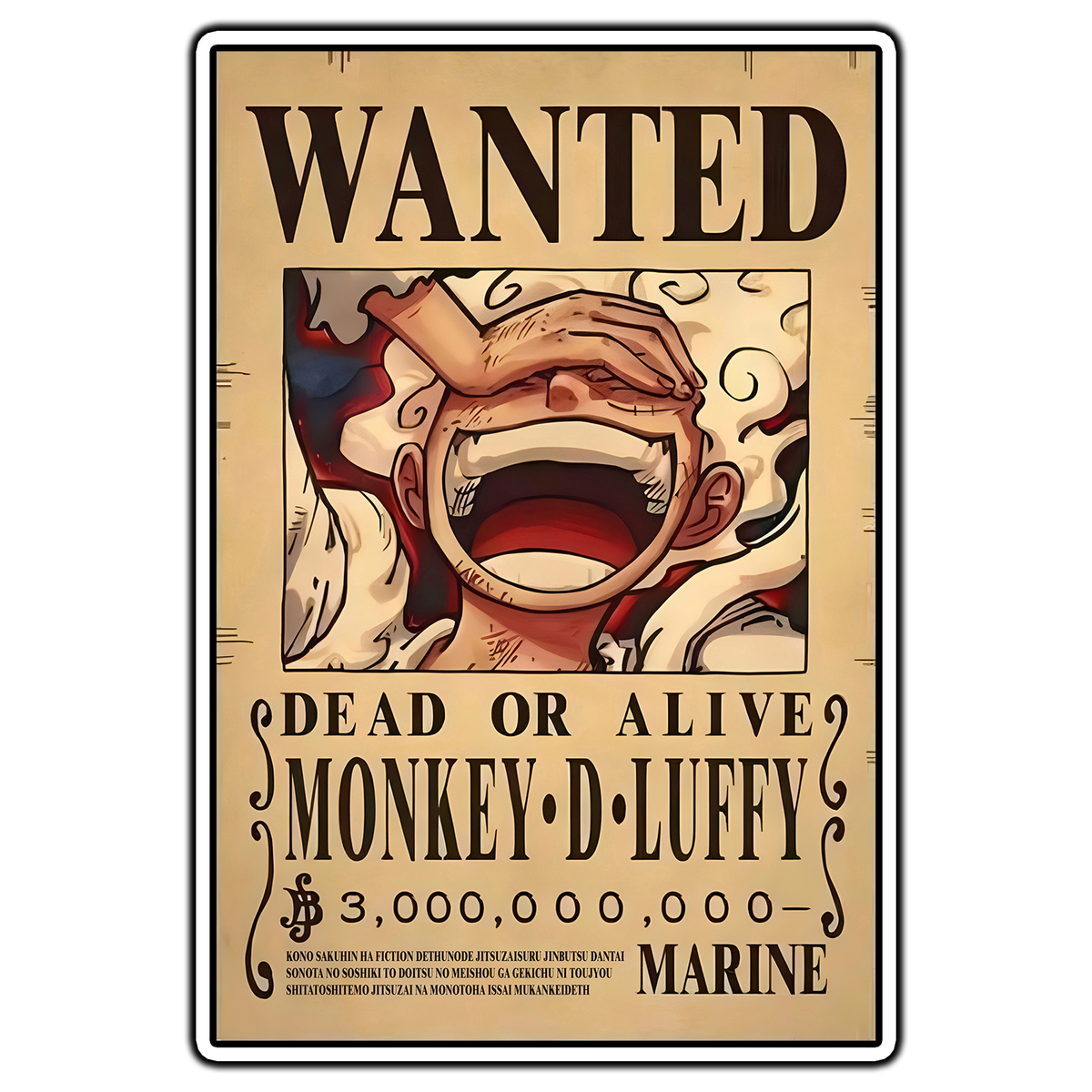 Monkey D. Luffy Wanted Posted One Piece Sticker Waterproof Vinyl