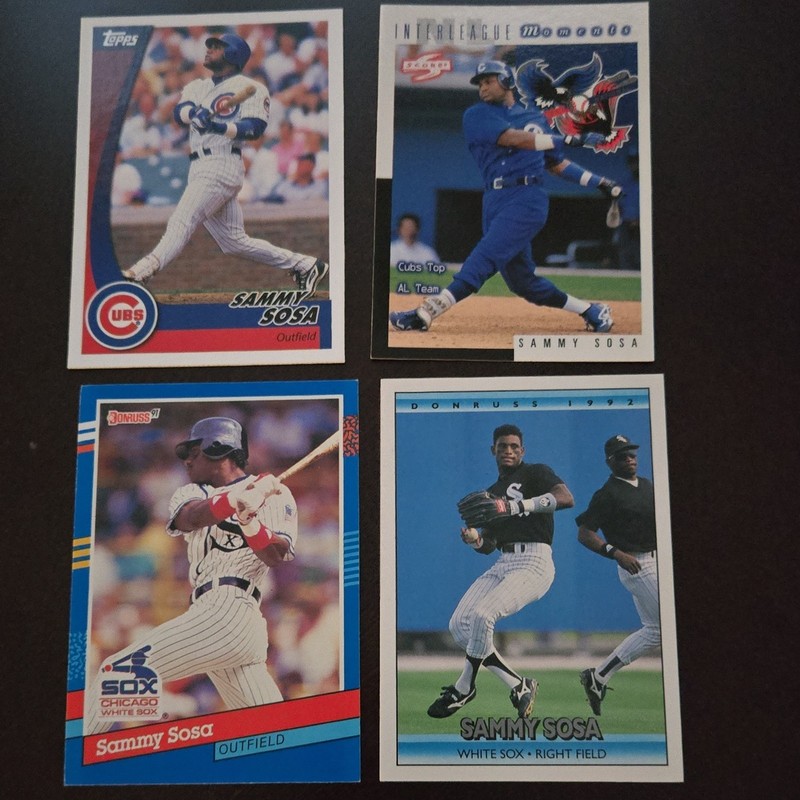 Topps Sammy Sosa Chicago Cubs/White Sox 1992 Topps/Score/Donruss 4-Card Lot