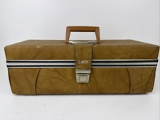 Vintage Brown Faux Leather 8-Track Tape Carrying Storage Case Holds 24 Tapes