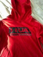 Under Armour Sweater Youth Small Red Hoodie Long Sleeve Boy Kids Heatgear
