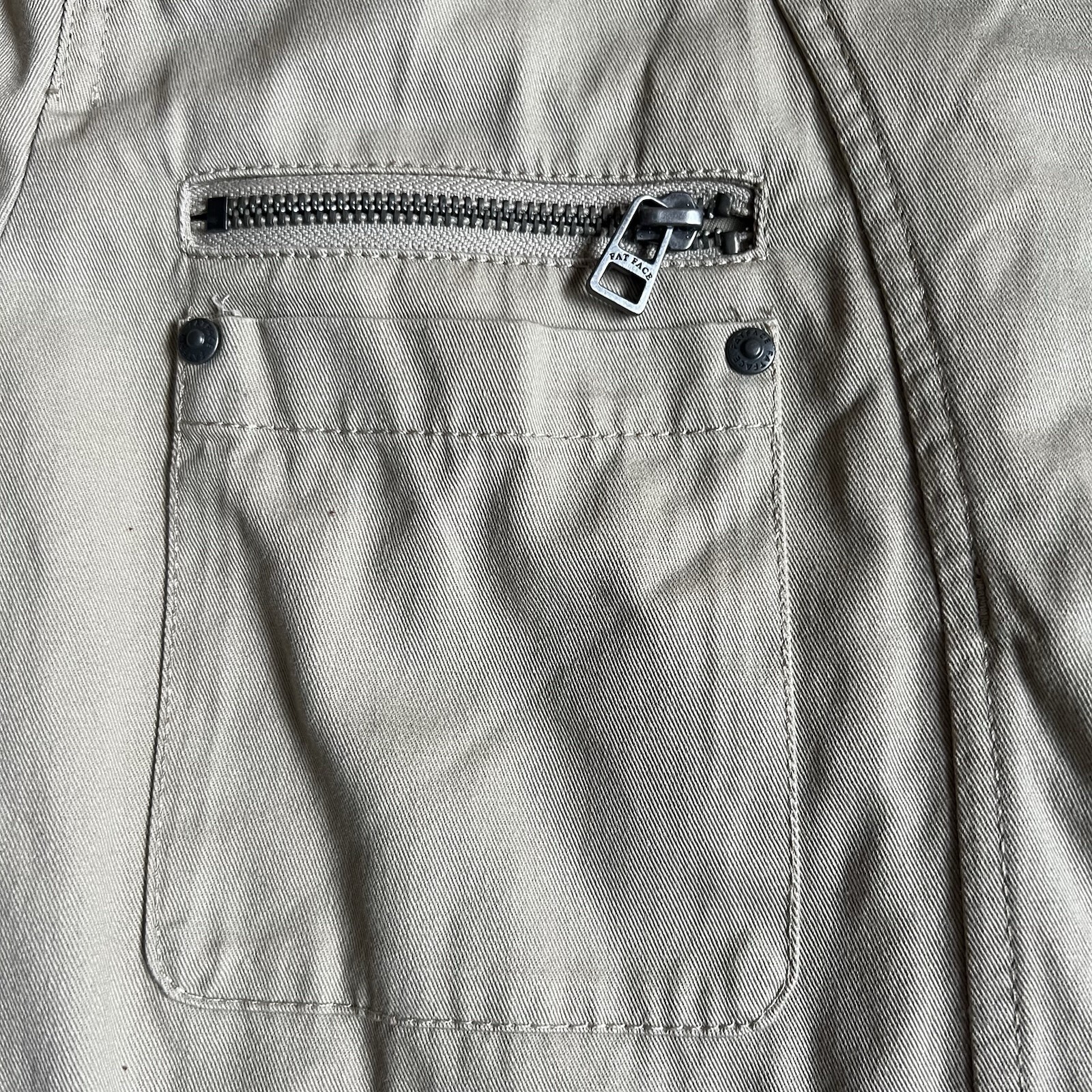 FatFace Military Field Jacket Size 6 Beige Utility Cotton Zip Up Coat image 3