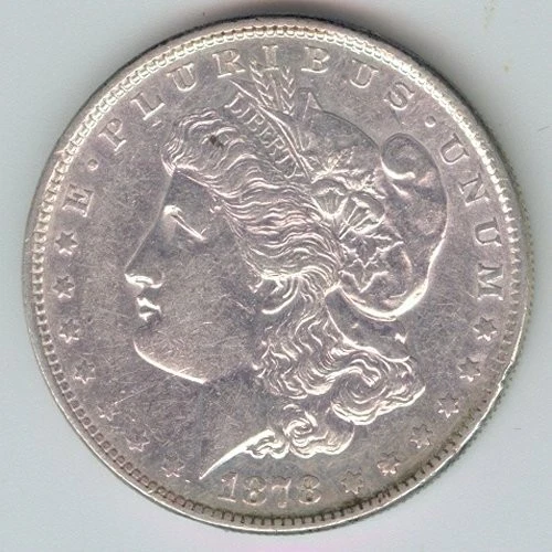 1878-P U.S. MORGAN SILVER DOLLAR - KM#110 - 8 TAIL FEATHERS VARIETY - EXTRA FINE