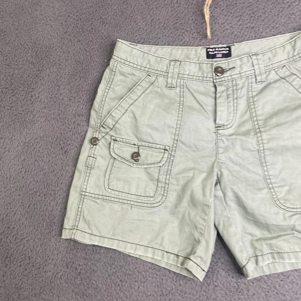 Pantalones Cortos Polo Jeans Co Ralph Lauren Para Mujer 4 Verdes Utilidad Carga Algodón Sarga Foto 2 de 4