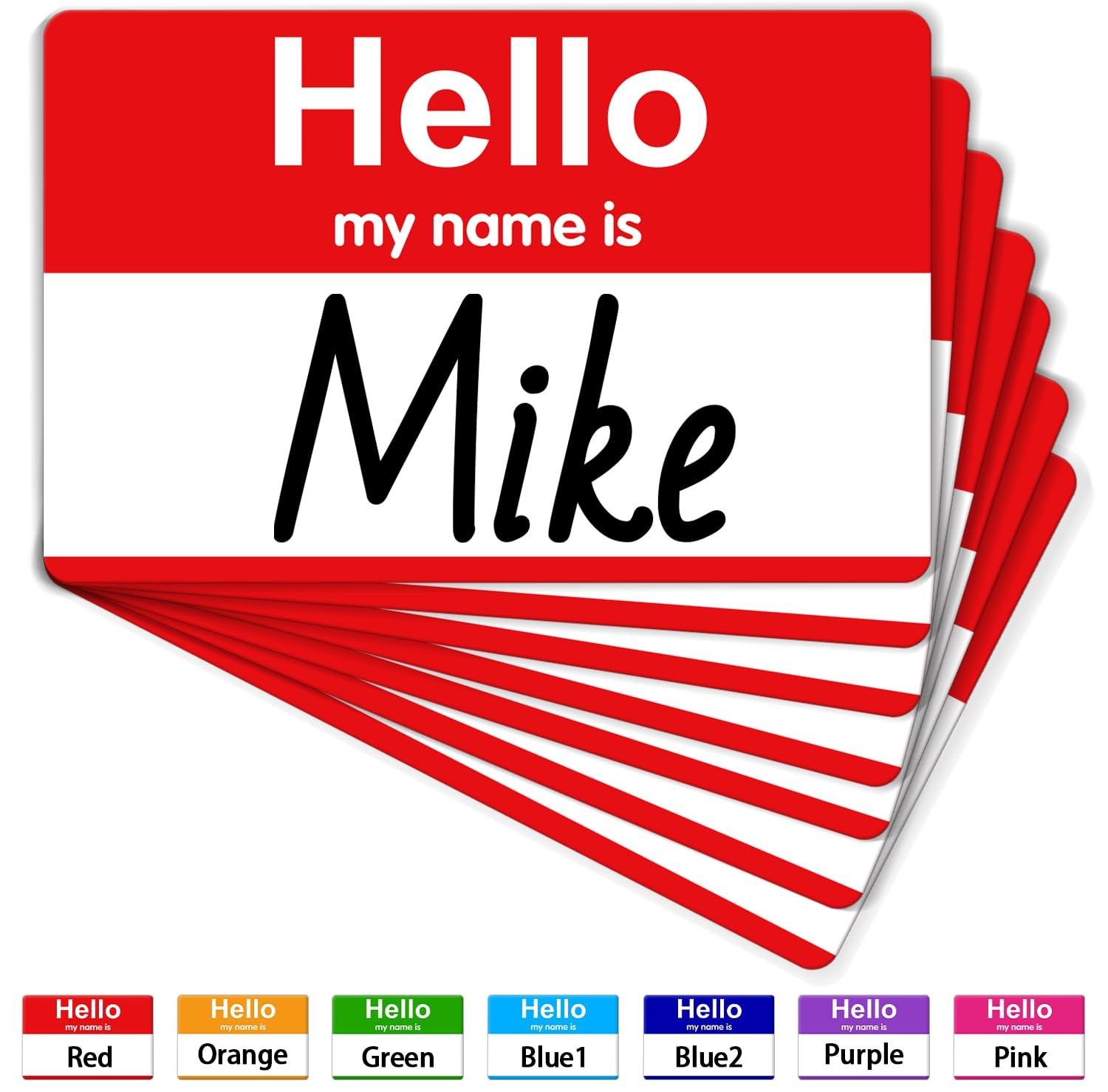 Étiquettes autocollantes rouges Hello My Name is 89x76mm badge nom papier mat