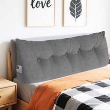 Headboard Pillow Queen, Triangular Bed Wedge Backrest Reading Pillow Cushion ...