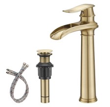 Bathroom Vessel Sink Faucet Waterfall Spout Single Handle One Hole Solid Brass D