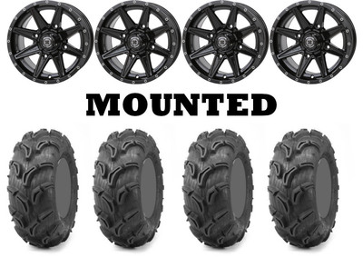 Kit 4 Maxxis Zilla Tires 28x9-14/28x11-14 on Frontline 308 Gloss Black SRA