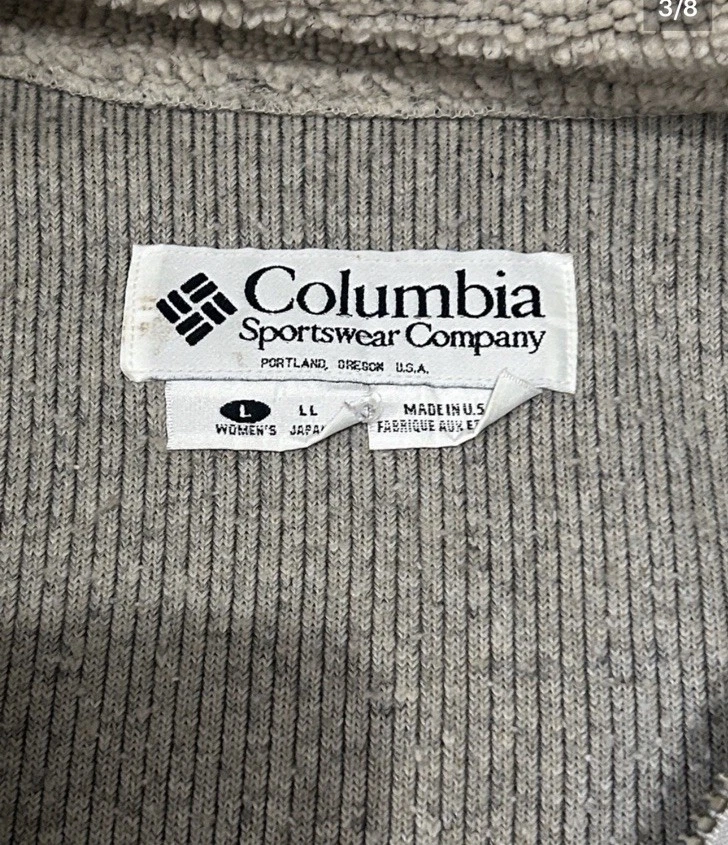 Columbia Taupe Full Zip Sherpa Jacket Stand-Up Collar Unisex Adults Size L image 3