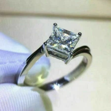 14K White Gold 2.55Ct Princess Cut Lab-Created Diamond Wonderful Engagement Ring
