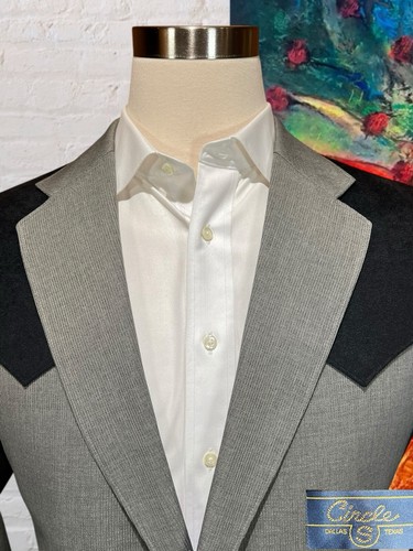 Circle S Mens 42R Gray Black Textured Western Blazer Sport Coat Jacket - Picture 2 of 14