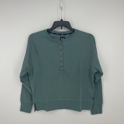 GAP Women's Long Sleeve Henley Sweatshirt Green Size M NWT