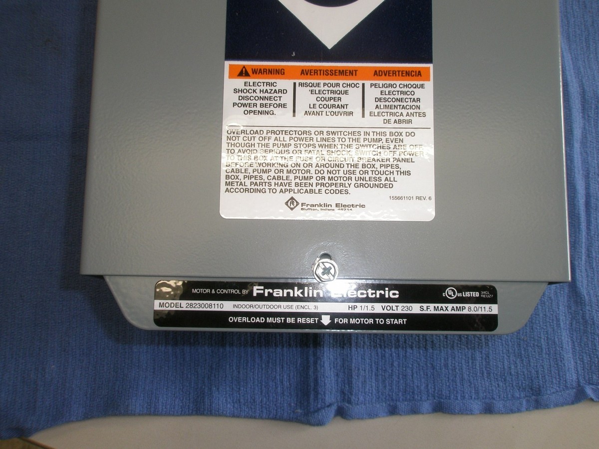 1-1/2 HP 230V 1PH Franklin Control Box Submersible Water