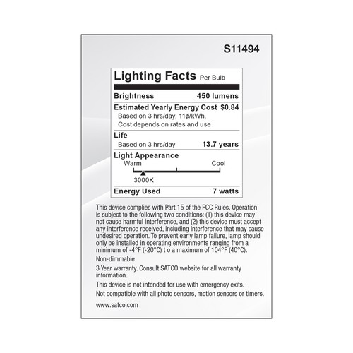Pack LED Reflector 7W 50W 120V-277V Medium E26 PAR20 35° Silver 3000K Soft White - Picture 7 of 11