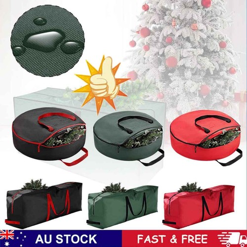 Christmas Wreath Garland Storage Bag Case Round Zipped Decoration Xmas Bag QS - Picture 4 of 26