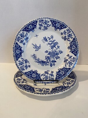 Faiencerie De Gien France Delft Blue Pattern Ceramic Dinner Plate Lot Of 2 Plate