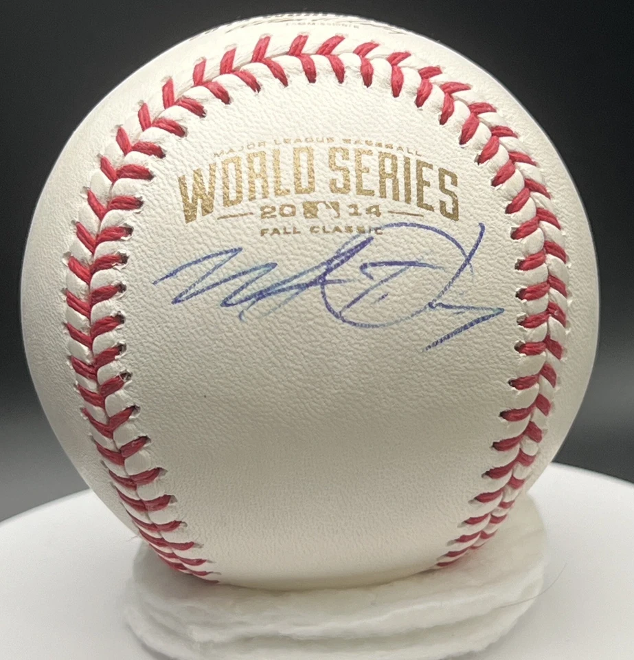 Wade Davis Autographed 2014 World Series Baseball KC Royals Gold Print Free Ship - Image 2 of 4