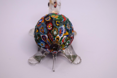 Figura Tortuga Millefiori Pisapapeles Multicolor Floral Shell Estilo Murano - Imagen 5 de 12