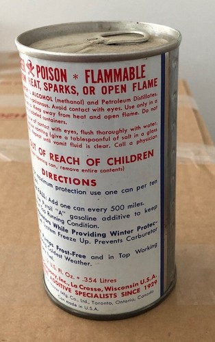 Anti-Freeze Can Gas Pyroil Vintage Original Full Unopened Oil Gasoline 1960's - Picture 3 of 12