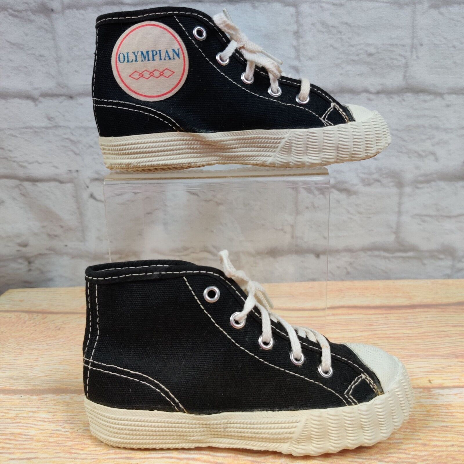 Vintage Olympian high top canvas sneaker basketball shoes black toddlers sz  7 | eBay