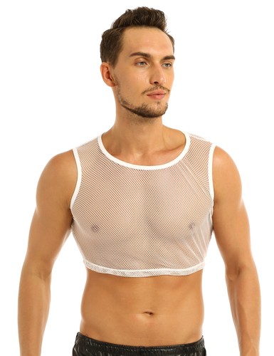 Para hombre Camiseta sin mangas Transparente Malla Transparente Camiseta Deportes Gimnasio Fitness Entrenamiento Chaleco - Imagen 65 de 71
