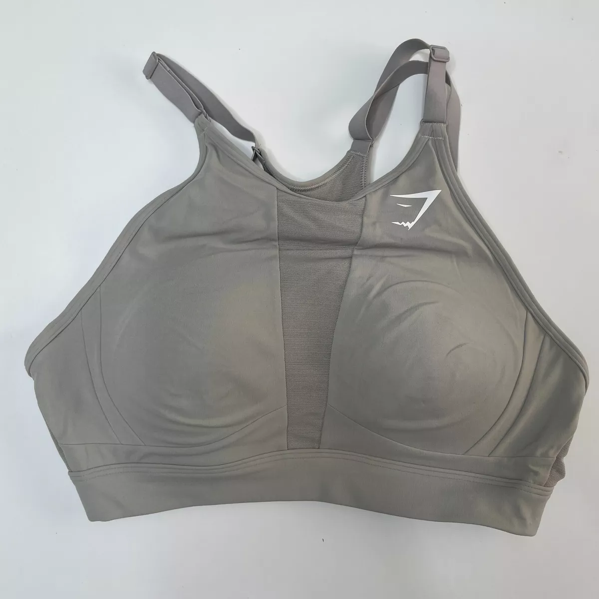 Gymshark Sports Bra Medium High Neck Adjustable Straps & Back Gray Padded