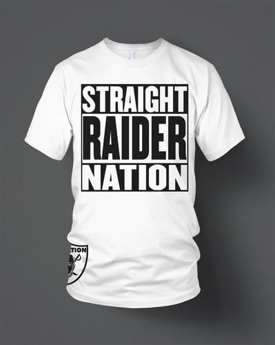 raiders straight raider nation t-shirt white & black (new)