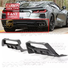 For Corvette C8 Z51 2020-25 Carbon Fiber V4 Add-On Rear Bumper Diffuser Spoiler