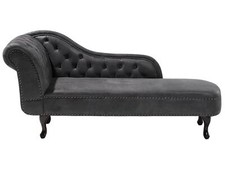 Left Hand Chaise Lounge Faux Suede Grey NIMES