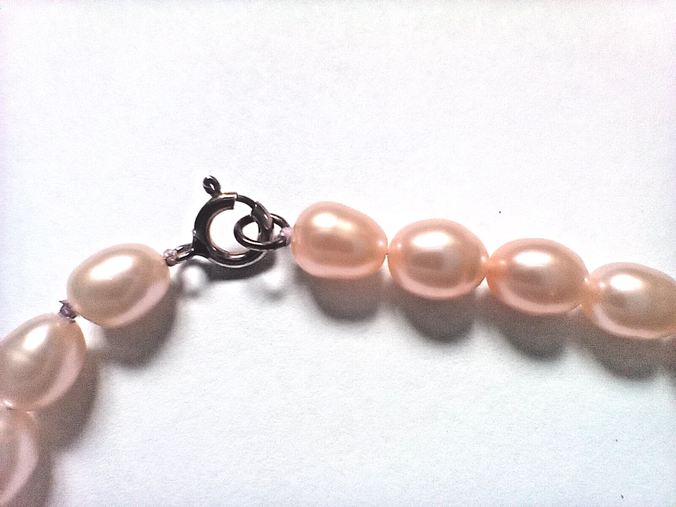 Sterling Silver 925 Pearl Bracelet Freshwater Pearls Pink Champagne Authentic - Image 2 of 4