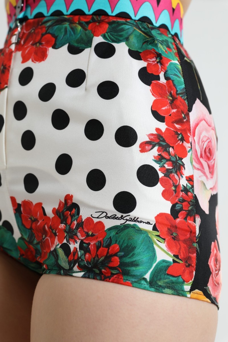 DOLCE & GABBANA Shorts Multicolor Floral Polka Dot Hot Pants