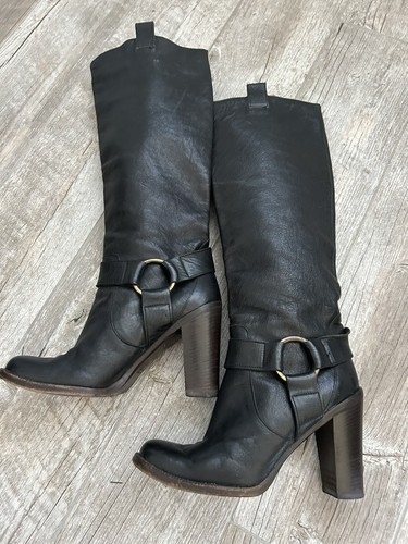 L'Autre Chose Black Leather Boots 37 1/2 (US 7)