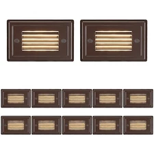 12-Pack Low Voltage Louvered LED Step Light, 3000K Warm White, Oil Rubbed Bronze