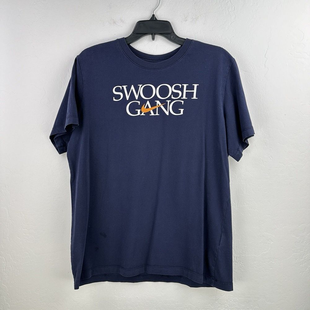 Swoosh Gang The Nike Tee Logo Mens L Blue Orange Center Swoosh