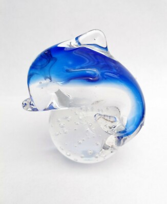 Delphin Kunst Glas Briefbeschwerer Vintage