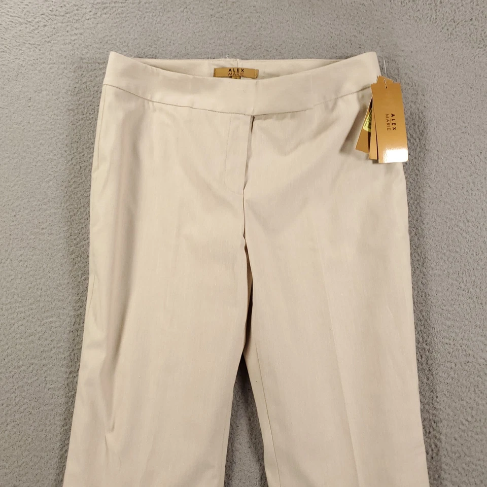 New Womens Wide Leg Pants Size 10 Beige Linen Blend Wrinkle Free Relaxed Mariah - Image 2 of 4