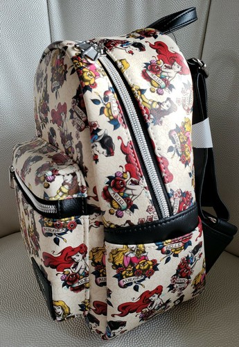 Loungefly Disney Princess Tattoo Backpack Ariel Snow White Aurora Belle Floral - Picture 5 of 6