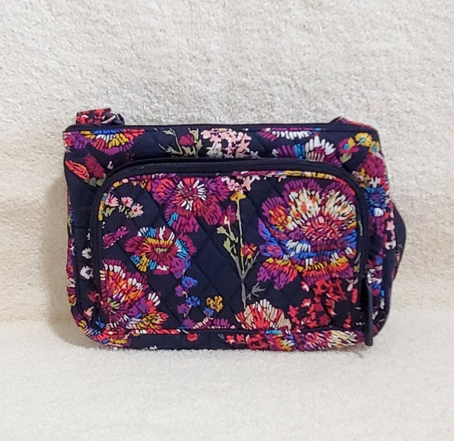 Vera Bradley Little Hipster Crossbody Bag Purse Midnight Wildflowers