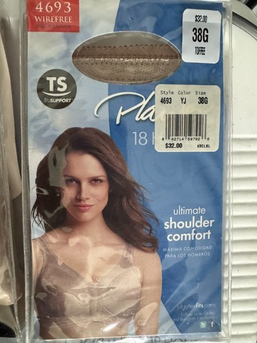 Playtex 4693 18 Hour Ultimate Shoulder Comfort Toffee Wireless Bra Sz 38G - NEW!