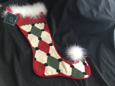 Christmas Stocking Feathers C & F Enterprises Needlepoint Elf Boot 18" 