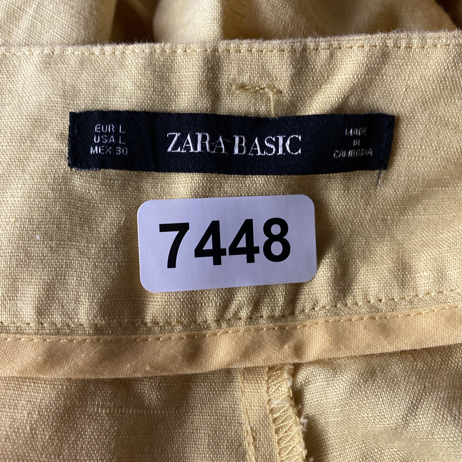 Zara Basic Pants Womens Large Yellow Cropped Line… - image 13