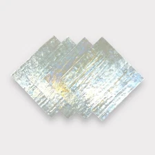 4 Pack Crystal White Prisma COE 96 Fusible Glass Sheets / Mosaic Squares