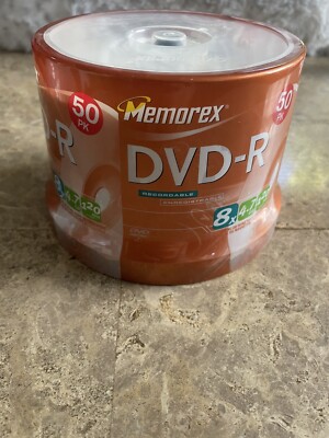 Memorex 50-Pack DVD-R Disc Spindle - 8X Speed, 4.7 GB, 120 Min - New Sealed