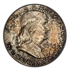 1963 50c Franklin Silver Half Dollar - Colorful Speckled Toning - BU - SKU-H2431