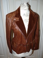 Vintage Womens 100% Soft Leather Jacket Blazer Luca Size Eu 42 Made In Italy 