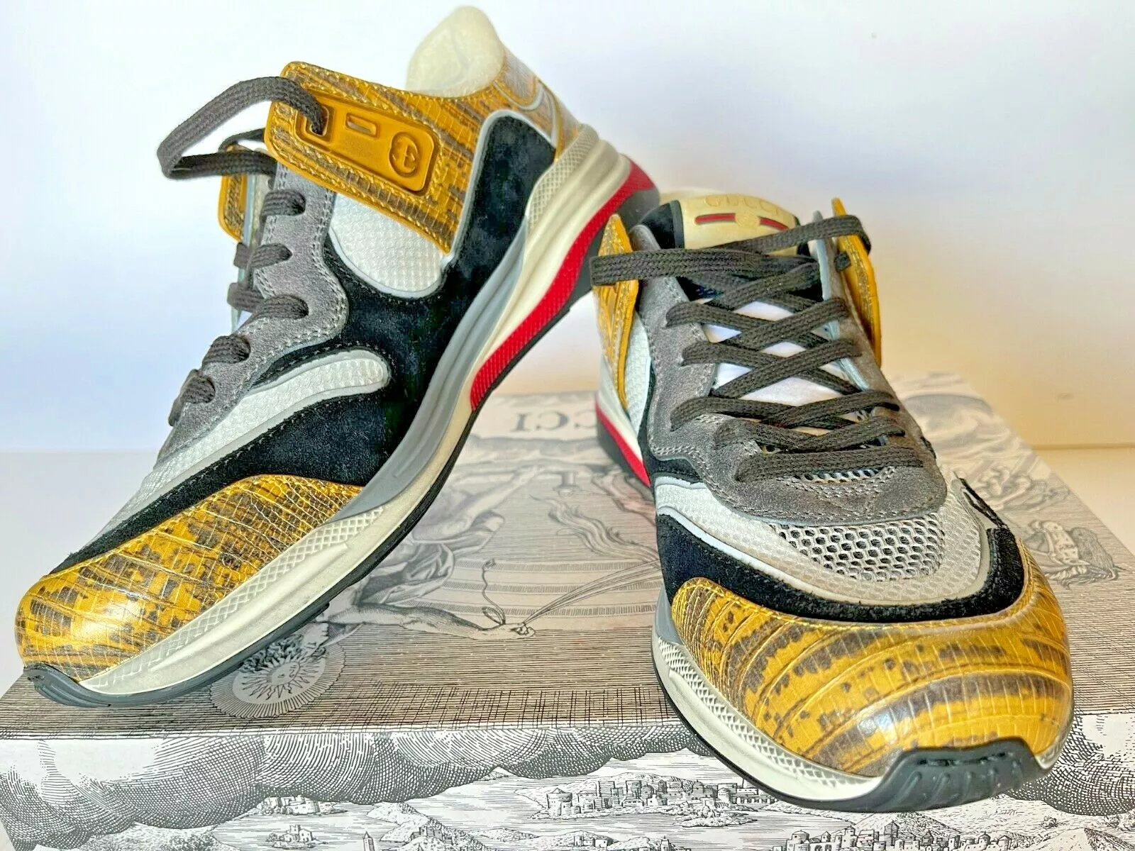 Baskets Gucci Ultrapace neuves authentiques argent métallisé multi homme G 7 / US 8