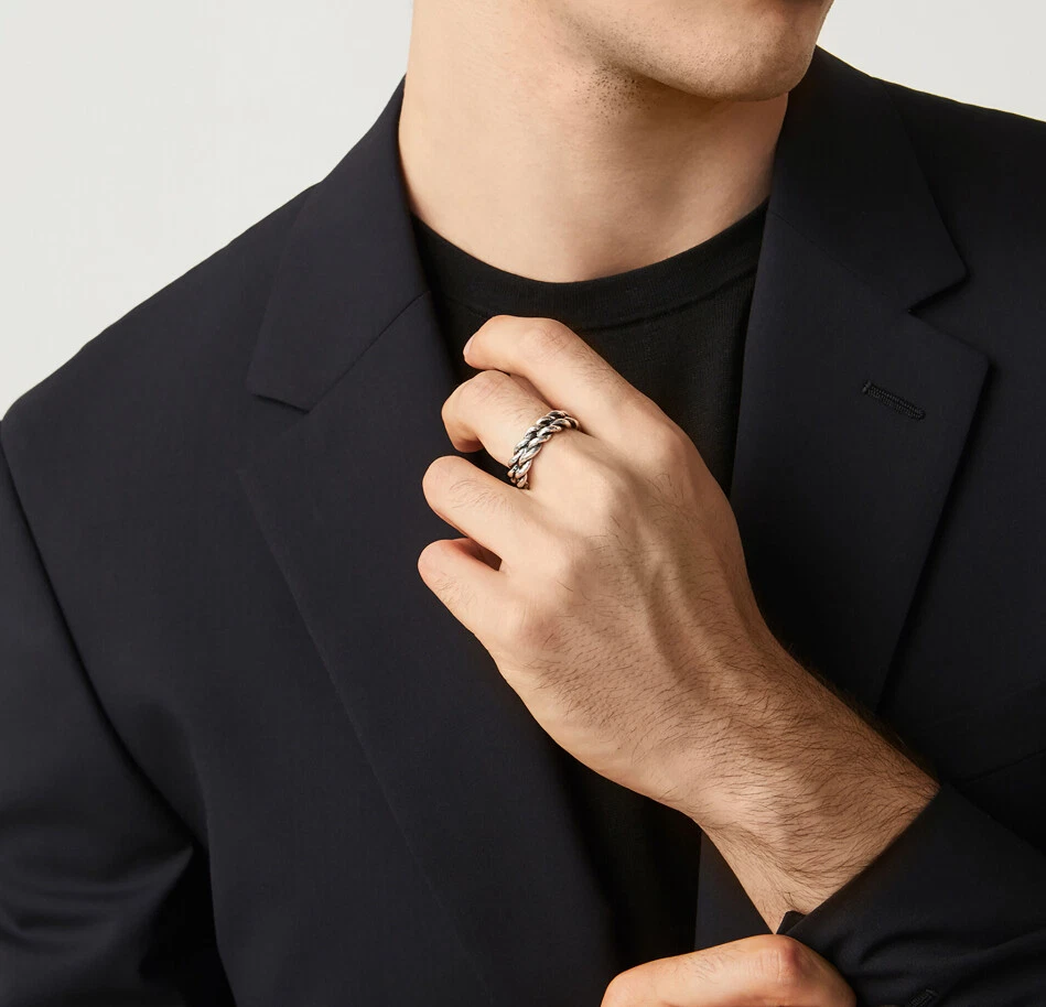 Anello Uomo Giovanni Raspini Argento 925 Corda Intrecciata 11319/22 - Immagine 2 di 4