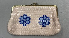 Vintage Shell Mosaic Kiss Lock Clutch Ivory Beaded Evening Bag