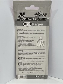 MEMORY CARD Dreamcast 4 meg Brand NEW Saves  800 Pages Of Game Data