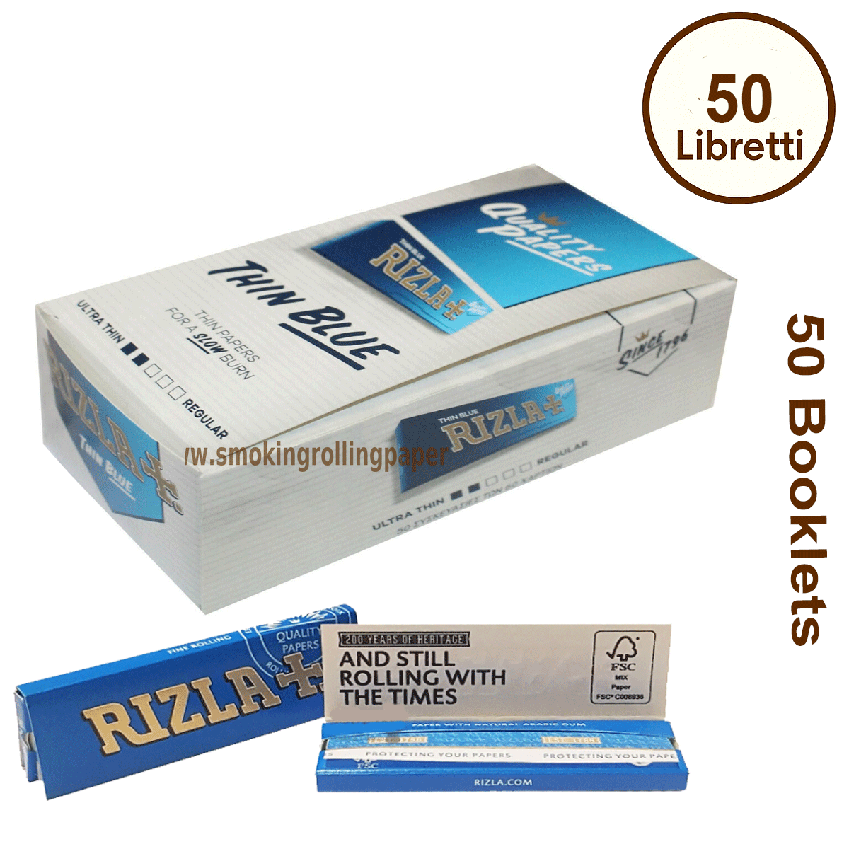 Cartine ELEMENTS Blue Corte 50 Libretti Originali Combustione Lenta
